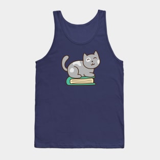 Kitty on Book Tank Top